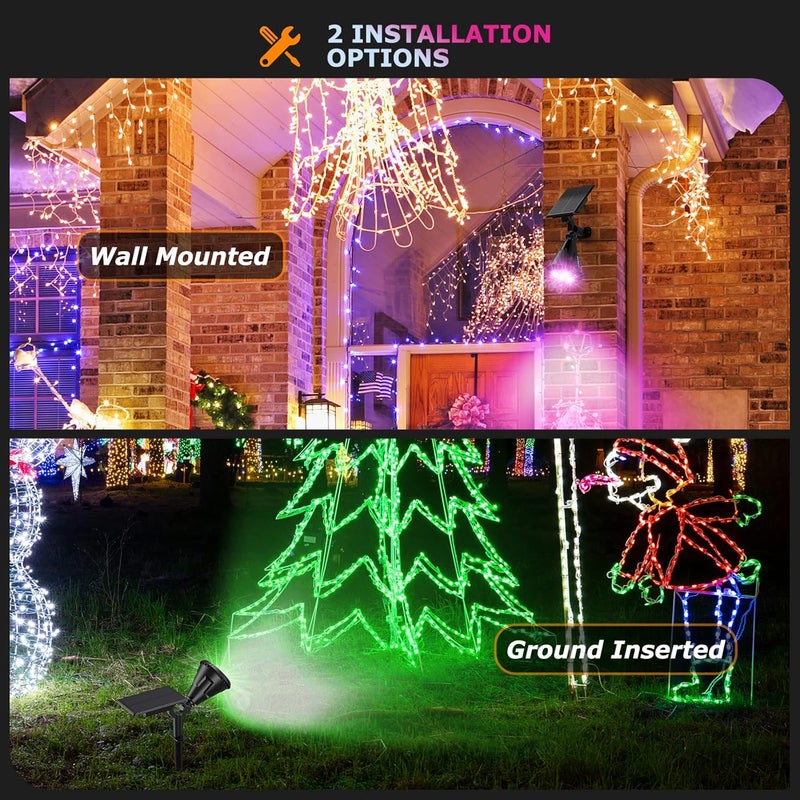 XTGTP Solar Color Spot Lights Outdoor, 21 LEDs Color Changing Outdoor Lights, IP67 Waterproof RGB Multicolor Yard Solar Spotlights Auto On/Off for Pathway Garden Pool Patio Tree - Image 5